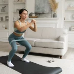woman doing her workout home fitness mat scaled