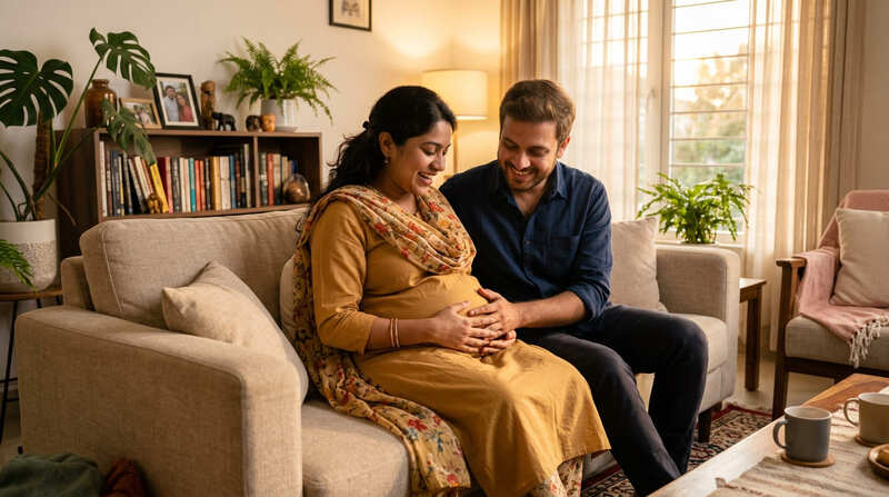 6 महीने की प्रेगनेंसी में बच्चे से बॉन्डिंग करती माँ
