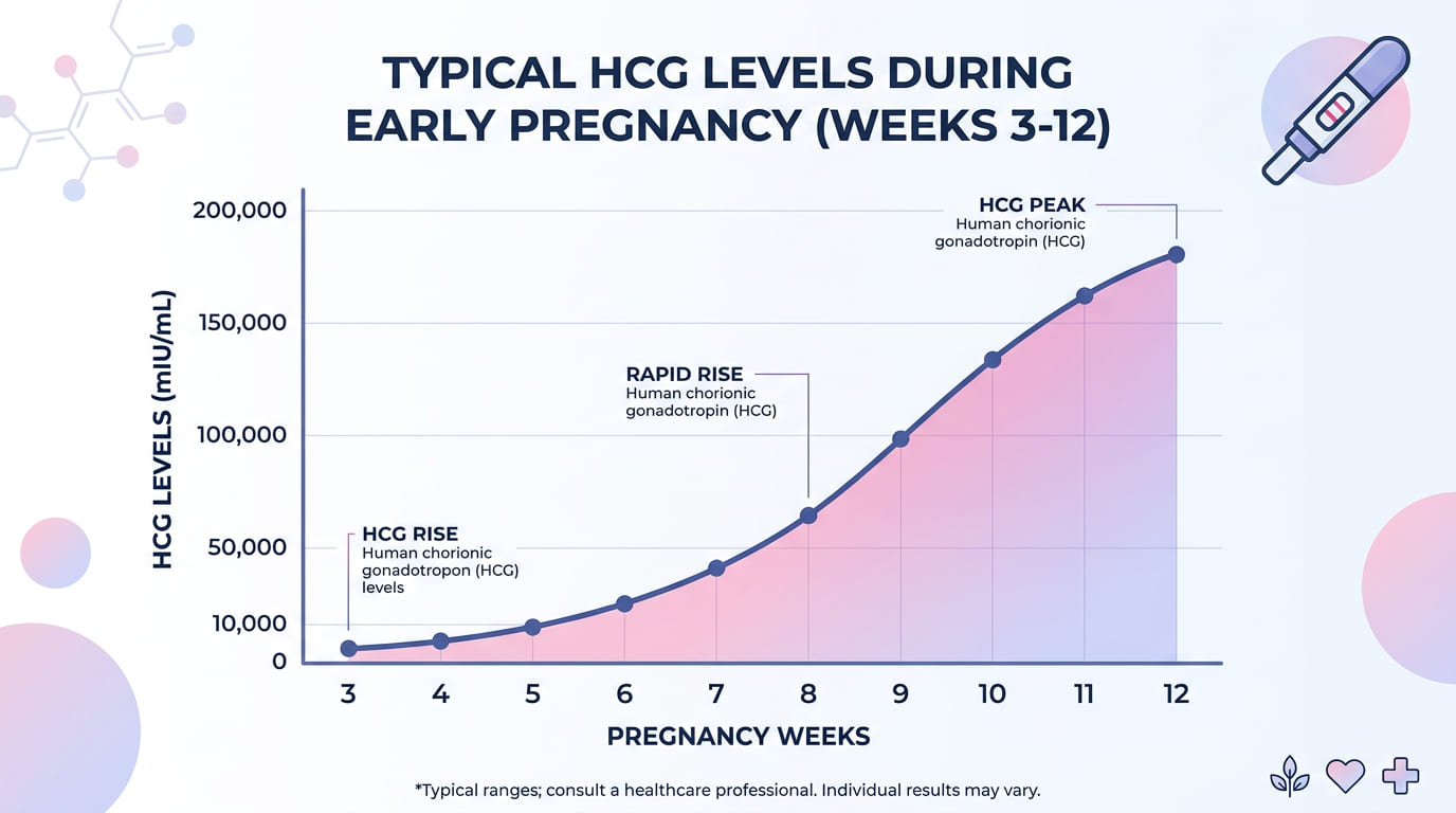 HCG levels in pregnancy chart showing normal hormone ranges by week